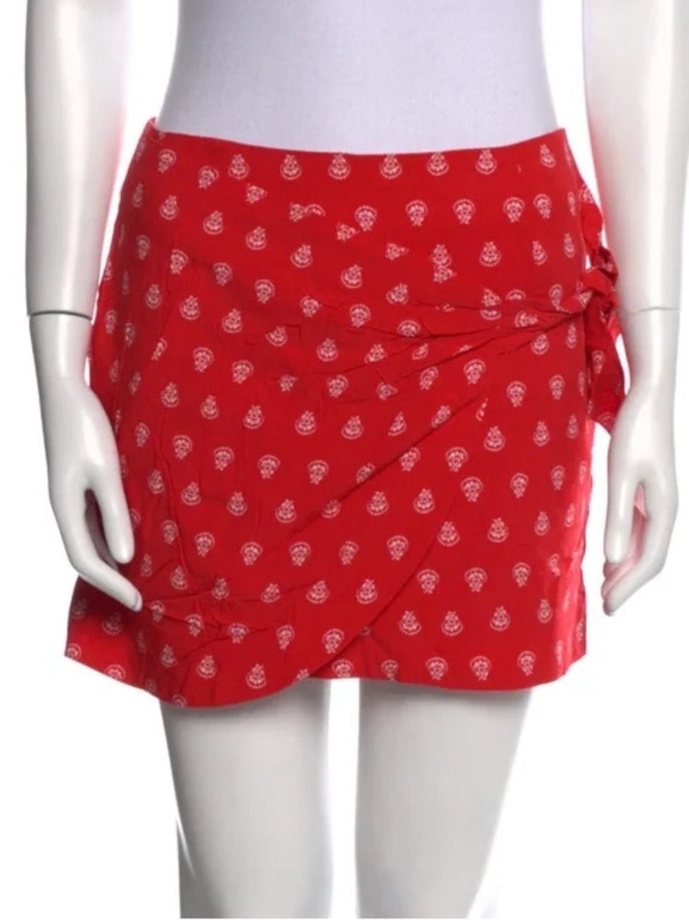 Sezane Wrap Mini Skirt in Bright Red